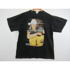 Vintage 90s Alan Jackson High Mileage T-Shirt Men Large Black Crewneck Band
